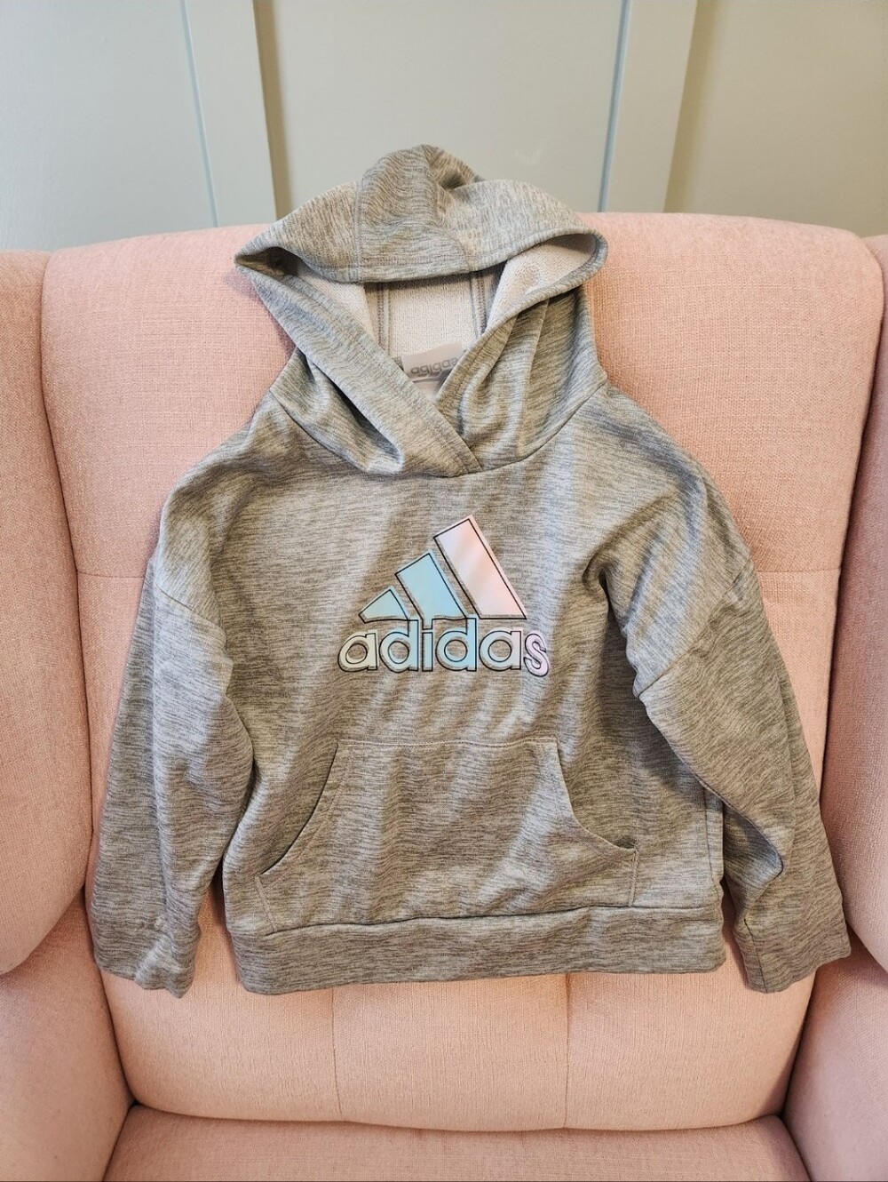adidas Kids' 4t Gray Hoodie with Pastel Logo Jacket Hooded